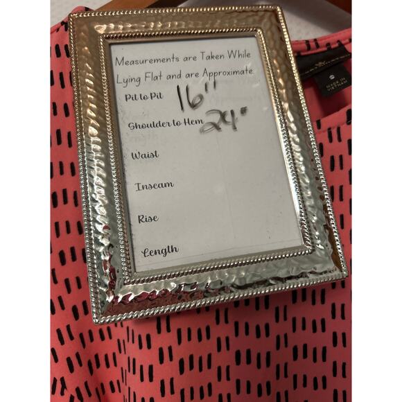 Worthington Pink Black Printed Sleeveless Peplum Ruffle Top Blouse Size Small - Picture 8 of 9